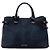 Borsa Satchel Banner Burberry in camoscio e pelle di vitello blu Medium Blu navy