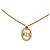 Autre Marque Collana Dior Gold Plated Strass CD Logo Oval Pendant Necklace D'oro - vista 2