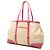 Tote Prada em lona com bolso frontal e acabamentos em couro com tachas, bege Rosa - vista 2