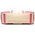 Tote Prada em lona com bolso frontal e acabamentos em couro com tachas, bege Rosa - vista 3