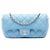Custodia per occhiali con catena Chanel Blue CC Quilted Caviar Blu chiaro