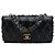 Chanel Black CC Quilted Lambskin Tweedy Flap Nero