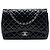 Chanel Black Maxi Classic Patent Double Flap Schwarz