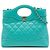 Borsa Shopping Chanel Blue Mini Quilted Shiny Lambskin 31 Turchese