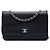 Portafoglio Chanel Black CC Embossed Lambskin Camellia Wallet On Chain Nero