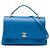 Chanel Blue Medium Grained Calfskin Chevron Chic Top Handle Flap