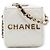 Chanel White Bicolor Quilted Lambskin Cube Clutch mit Kette Weiß Roh
