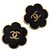 Chanel Coco Mark Clip-Ohrringe mit Blumenmotiv Schwarz
