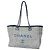 Chanel Deauville Tweed Chain Tote Bag Marineblau