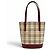 Borsa Tote in pelle Burberry Vintage Logo Nova Check Pattern Beige Bordò
