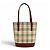 Borsa Tote in pelle Burberry Vintage Logo Nova Check Pattern Beige Bordò - vista 3