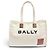 Bally Akelei Large Tote Bag aus Canvas mit Leder-Logo-Patch Braun Roh