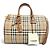 Burberry Medium Bowling Nova Check Pattern Bag Brown Beige