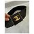 Cinto largo Chanel preto em couro e lona com fivela CC dourada Dourado - vista 6