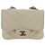 Borsa CHANEL Classic Mini Chain Bag V-stitch in pelle d'agnello Beige Argento CC Auth bs36939M - vista 13