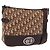 Borsa a tracolla Christian Dior Trotter Canvas Beige Silver Auth ka6123A Argento