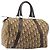 Borsa Boston Christian Dior Trotter Canvas Beige Gold Auth 200492 D'oro