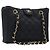 Borsa a tracolla CHANEL Matelasse con catena in raso nero con CC dorato Auth 200529V D'oro