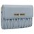 Miu Miu Matelasse Bifold Wallet Leather Light Blue Gold Auth 203339M Golden