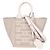 Mini borsa tote Tod's in lino e pelle beige