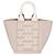 Mini borsa tote Tod's in lino e pelle beige - vista 3