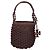 Borsa a secchiello Tory Burch Ella in crochet popcorn fatto a mano Marrone