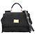 Borsa in pelle con pizzo traforato Sicily Nera Dolce & Gabbana Nero