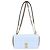 Borsa a tracolla con patta e catena Burberry Laura TB Logo Beige Blu chiaro