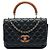 Borsa Chanel Knock on Wood in pelle d'agnello matelassé nera Nero
