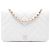 Chanel White CC Crinkled Chevron Calfskin Wallet On Chain Portemonnaie Weiß