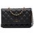Wallet On Chain Chanel Cartera con cadena CC acolchada en piel caviar negra Negro
