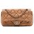 Chanel Brown CC Quilted Calfskin Embossed Stitch Flap Marrone Marrone chiaro