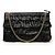 Chanel Black CC Lammleder Clutch mit Kette und Rüschen Schwarz