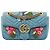 Borsa a tracolla Gucci Blue Medium GG Marmont Matelassé in denim con ricami floreali