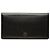 Cartera larga bifold Chanel de piel de becerro negra con botón CC Negro