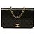 Chanel Black CC Quilted Lambskin Full Single Flap Schwarz