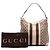 Bolsa de Ombro Gucci Medium GG Canvas Web Bege - vista 7