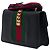 Borsa Satchel Gucci Sylvie Small in pelle di vitello nera con Web Nero - vista 2