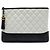 Clutch Chanel Gabrielle O Case Medium in pelle di vitello invecchiata matelassé bicolore bianca Bianco