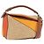 Borsa a mano LOEWE Puzzle Bag in pelle e rafia 2way Beige Silver Auth ka6171M Argento