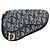 Pouch saddle Christian Dior Trotter Canvas Navy Gold Auth 203040A D'oro Blu navy - vista 13