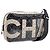 CHANEL Camelia Schultertasche PVC Canvas Schwarz Silber CC Auth 202912SAM