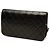 Bolsa de Ombro Chanel CC em pele de cordeiro acolchoada preta, Full Single Flap Preto - vista 2
