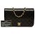 Bolsa de Ombro Chanel CC em pele de cordeiro acolchoada preta, Full Single Flap Preto - vista 7