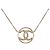 Collana con pendente rotondo Chanel CC placcato oro e strass D'oro - vista 3