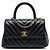 Borsa Chanel Mini Chevron in vitello invecchiato nero con manico Coco
