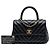 Borsa Chanel Mini Chevron in vitello invecchiato nero con manico Coco - vista 7