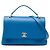 Borsa Chanel Medium Grained Calfskin Chevron Chic Top Handle Flap Satchel Blu