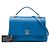 Borsa Chanel Medium Grained Calfskin Chevron Chic Top Handle Flap Satchel Blu - vista 7