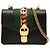Borsa Mini Satchel Sylvie in pelle di vitello nera con tracolla Web Gucci Nero